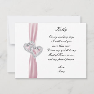 Diamant Herz Pink Brautjungfer Ehrenjungfer Karte