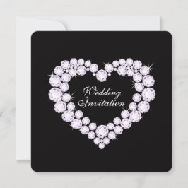 Diamant Herz Schwarze Hochzeit Einladung