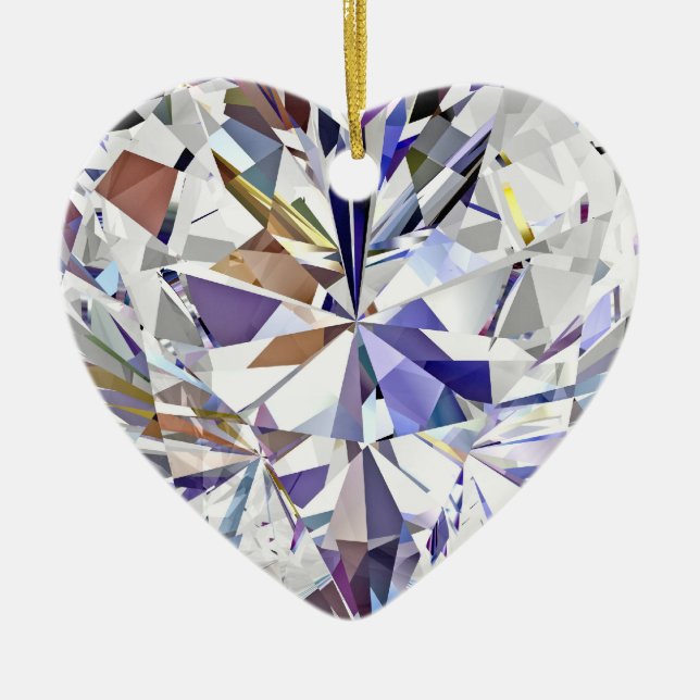 Diamant-Herz-Weihnachtsverzierung Keramikornament (Vorne)
