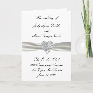 Diamant-Herz Weiße Hochzeitsprogrammkarte Programm