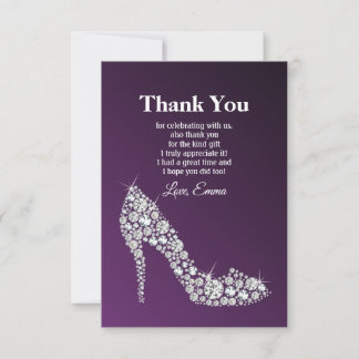 Diamant High Heels lila elegante Dankeskarte Einladung