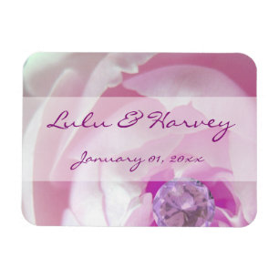 Diamant in einer rosa Rose Persönlichen Hochzeit Magnet