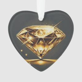 Diamant jaune et Coeur acrylique multicolore