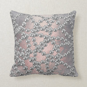 Diamant-Juwel-Dekor-silbernes Grau-Rosa Grungy Kissen
