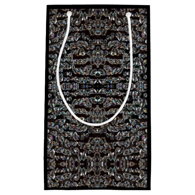 Diamant Juwel Muster elegant silber und schwarz Kleine Geschenktüte (Vorderseite)