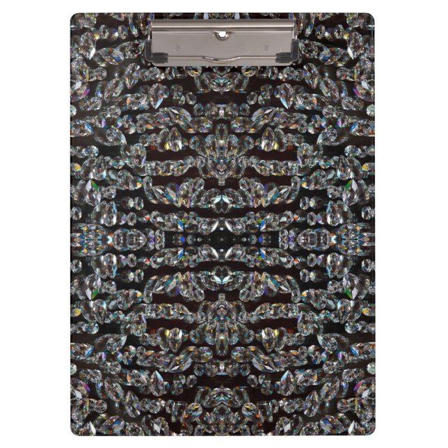Diamant Juwel Muster elegante silberne schwarz Klemmbrett (Vorderseite)