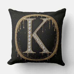 Diamant K Buchstabe Monogramm Persönliches Initial Kissen