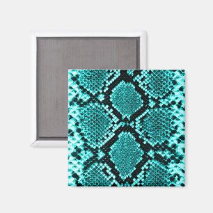 Diamant-Klapperschlange Schlangenhaut aqua Magnet