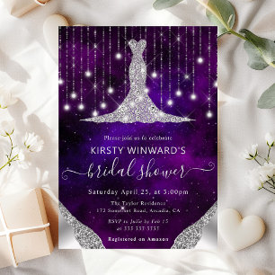 Diamant Kleid & Bokeh Lichterkette Brautparty Einladung