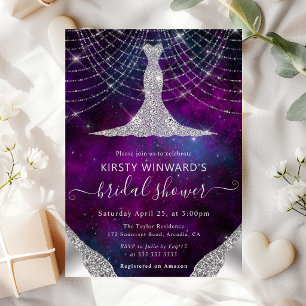 Diamant Kleid & Bokeh Lichterkette Brautparty Einladung