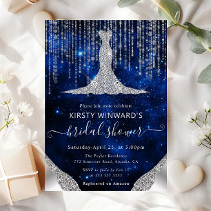 Diamant Kleid & Bokeh Lichterkette Brautparty Einladung