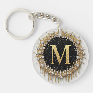 Diamant Letter M Gold Dekor Schlüsselanhänger