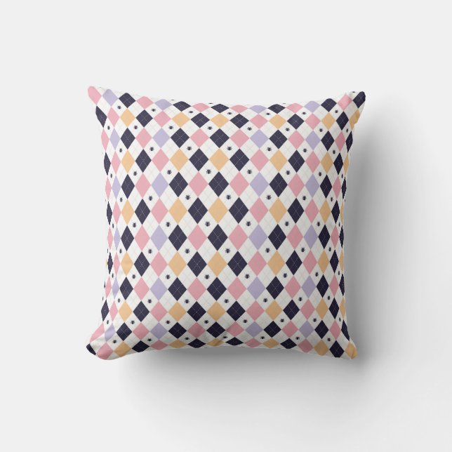 Diamant Lila rosa mit Spinnen Kissen (Vorderseite)