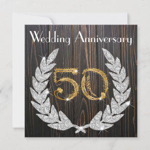 Diamant Lorbeer & Gold 50. Hochzeitsjubiläum Einla Einladung