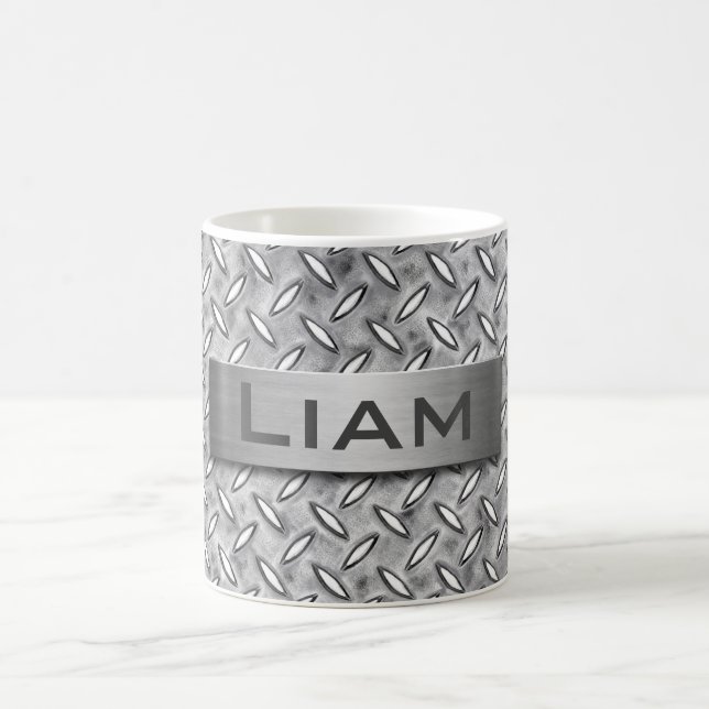 Diamant-Metallplatte mit Monogramm-Stahlnamensplat Kaffeetasse (Mittel)