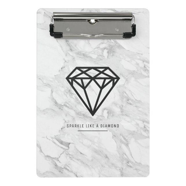 Diamant mit Marmor Mini Klemmbrett (Vorderseite)