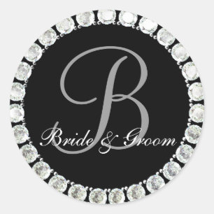 Diamant-Monogramm-B-anpassbares Siegel Runder Aufkleber