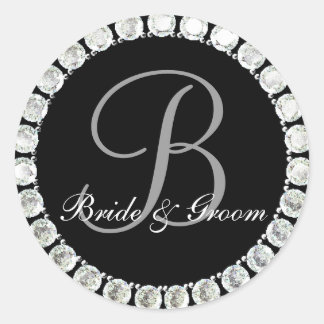 Diamant-Monogramm-B-anpassbares Siegel Runder Aufkleber