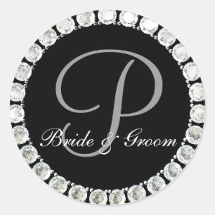 Diamant-Monogramm P-anpassbares Siegel Runder Aufkleber