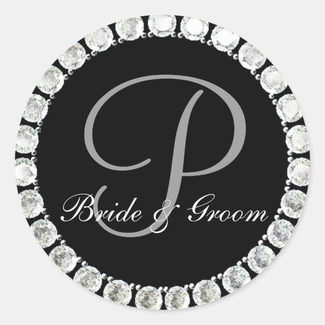 Diamant-Monogramm P-anpassbares Siegel Runder Aufkleber (Vorderseite)