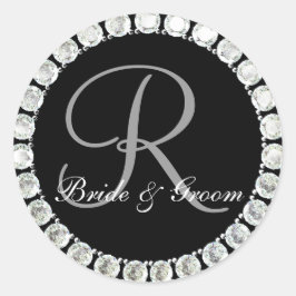 Diamant-Monogramm R anpassbares Siegel Runder Aufkleber