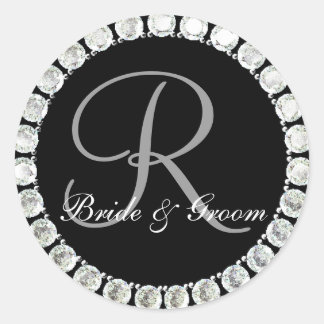Diamant-Monogramm R anpassbares Siegel Runder Aufkleber