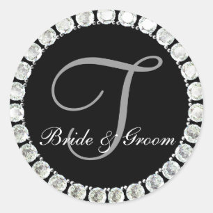 Diamant-Monogramm T anpassbares Siegel Runder Aufkleber
