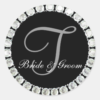 Diamant-Monogramm T anpassbares Siegel Runder Aufkleber