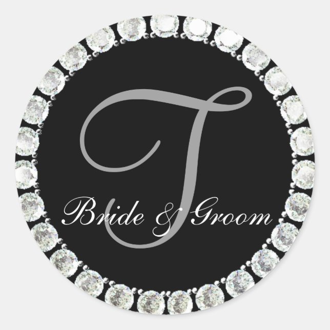 Diamant-Monogramm T anpassbares Siegel Runder Aufkleber (Vorderseite)