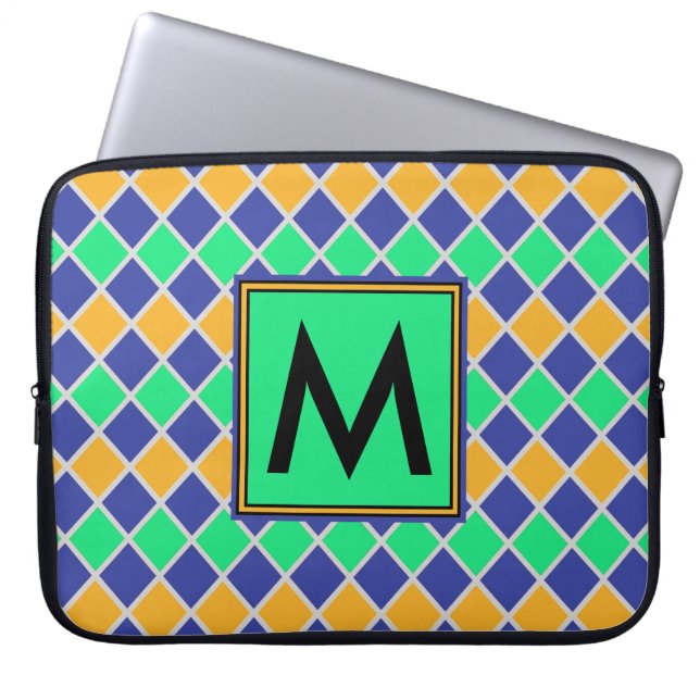 Diamant Muster #81 Mit Monogramm Laptopschutzhülle (Vorderseite)