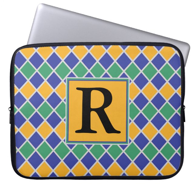 Diamant Muster #82 Mit Monogramm Laptopschutzhülle (Vorderseite)