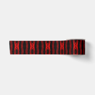 Diamant Muster Vertikaler Streifen Rotes Schwarz Satinband