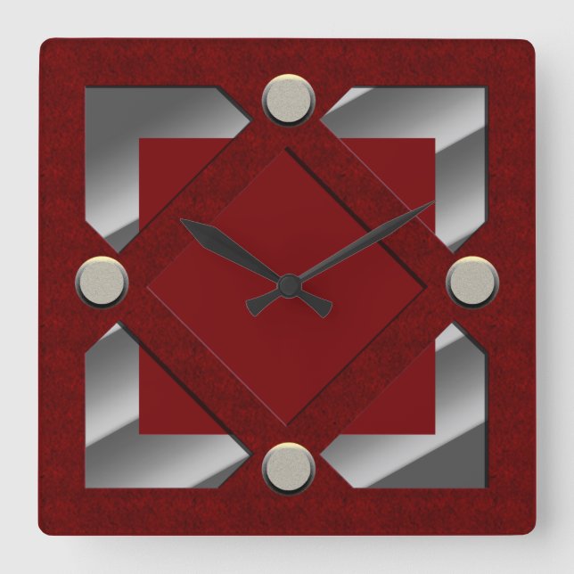 Diamant-Muster-Wandklemme Quadratische Wanduhr (Vorderseite)