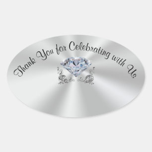 Diamant Name Jahrestag oder Hochzeitsticker Ovaler Aufkleber