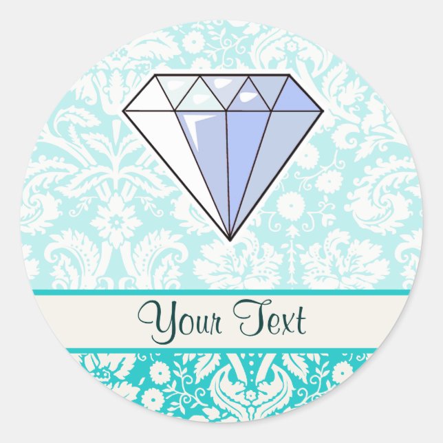 Diamant; Niedlich Runder Aufkleber (Vorderseite)