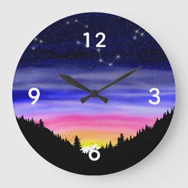 Diamant Night Large Clock Große Wanduhr (Vorderseite)