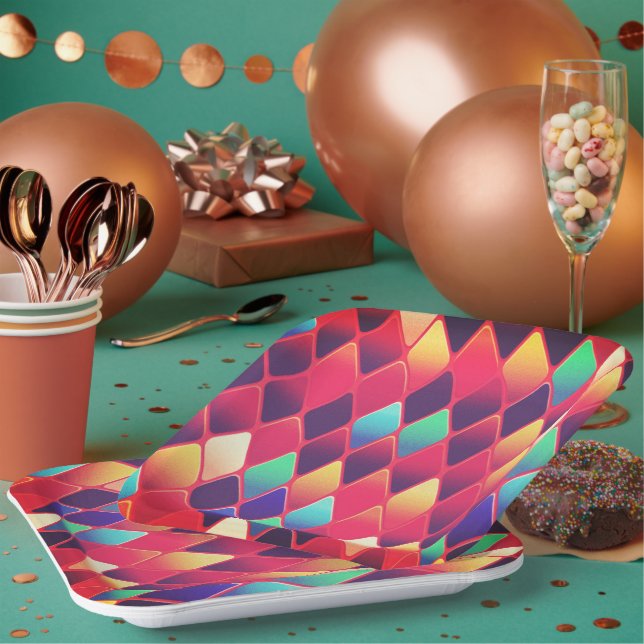 Diamant Pattern Pappteller (Multi)