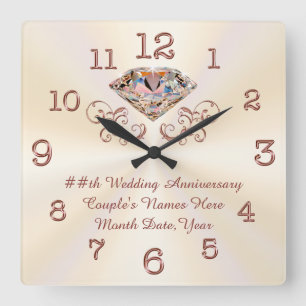Diamant personnalisé, horloge de l'anniversaire d'