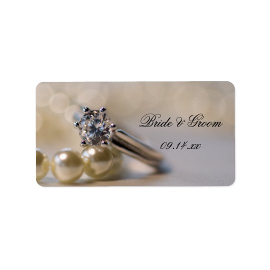 Diamant-Ring-und Perlen-Gastgeschenk Adressaufkleber