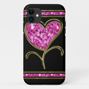 Diamant-Rosa-u. Goldherz-Blume Case-Mate iPhone Hülle