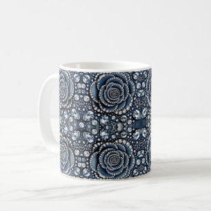 Diamant-Rose & Denim Glam Bling Juwelen Kaffeetasse