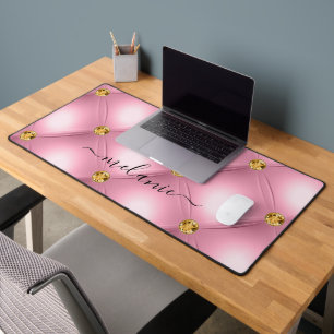 Diamant Rose Or Tufé Votre Nom Bureau Mat