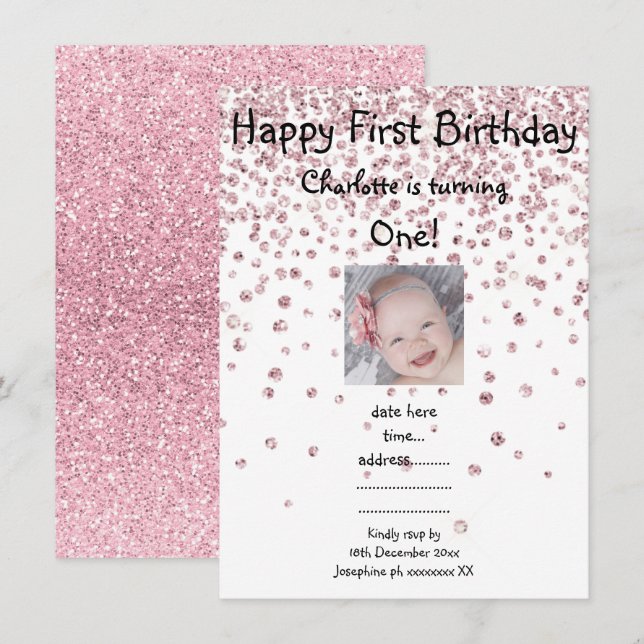 Diamant rose - Photo ANNIVERSAIRE INVITATIONS DU P (Devant / Derrière)