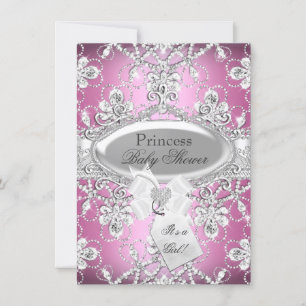 Diamant rose Tiara Princess Invitation Baby shower