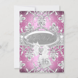Diamant rose Tiara Princess Sweet 16 Invitation
