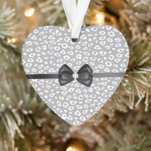 Diamant Ruban Arc Nœud Léopard Blanc Gris