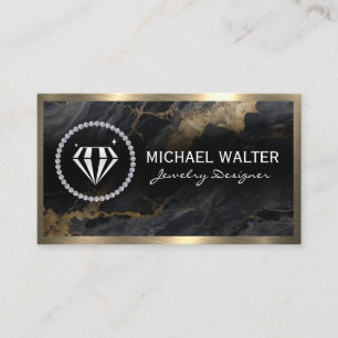 Diamant-Schimmer Schwarzer Marmor Gold Metalli Visitenkarte