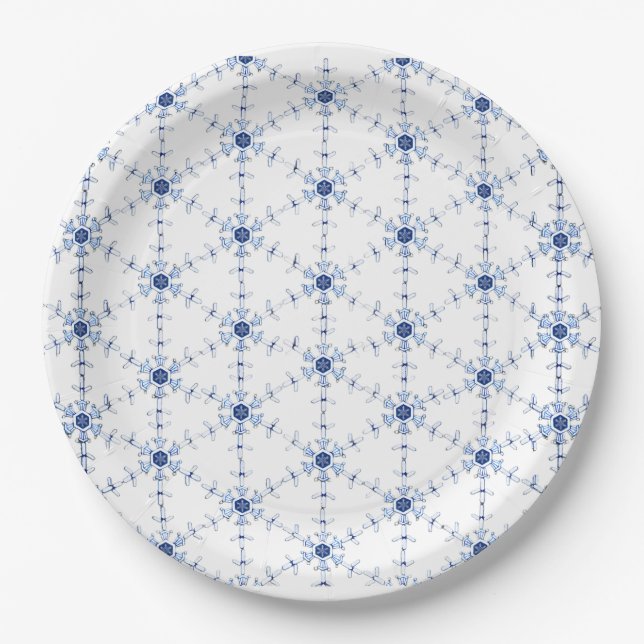 Diamant-Schneeflocken-Muster Pappteller (Vorderseite)
