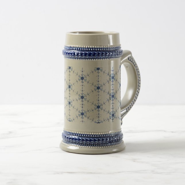 Diamant-Schneeflockenmuster Bierglas (VorderseiteRechts)
