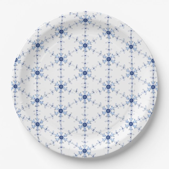 Diamant-Schneeflockenmuster Pappteller (Vorderseite)
